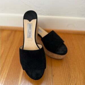 Jimmy Choo Black Wedge Deedee Slides Size 8/38.5